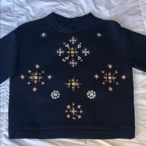 XS blue thick H&M short sleeve top with sequins